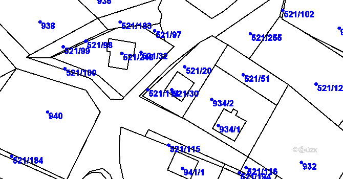 Parcela st. 521/30 v KÚ Rokle, Katastrální mapa