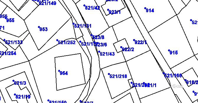 Parcela st. 521/43 v KÚ Rokle, Katastrální mapa