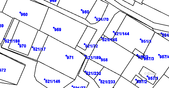 Parcela st. 521/72 v KÚ Rokle, Katastrální mapa