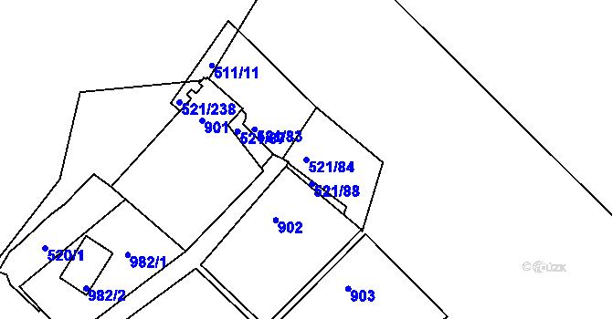 Parcela st. 521/84 v KÚ Rokle, Katastrální mapa