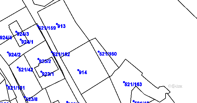 Parcela st. 521/160 v KÚ Rokle, Katastrální mapa
