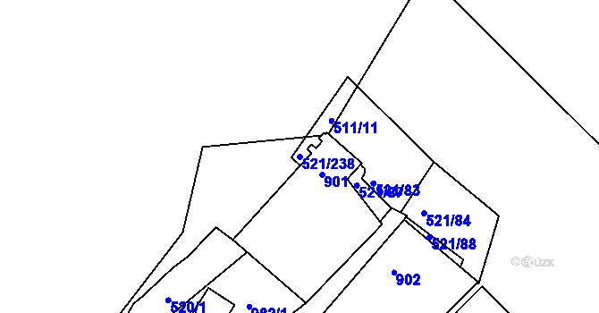 Parcela st. 521/238 v KÚ Rokle, Katastrální mapa