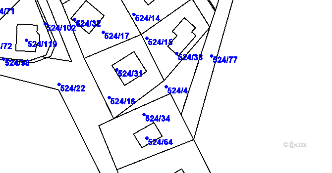 Parcela st. 524/4 v KÚ Rokle, Katastrální mapa