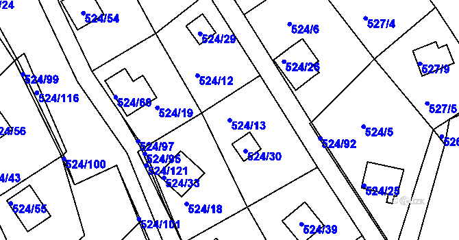 Parcela st. 524/13 v KÚ Rokle, Katastrální mapa