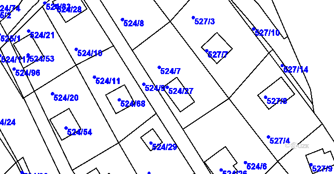 Parcela st. 524/27 v KÚ Rokle, Katastrální mapa
