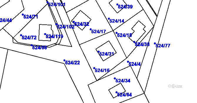 Parcela st. 524/31 v KÚ Rokle, Katastrální mapa