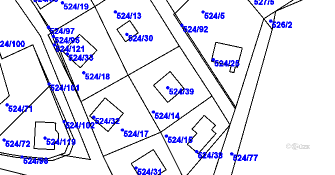 Parcela st. 524/39 v KÚ Rokle, Katastrální mapa