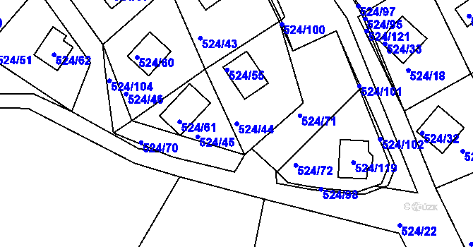 Parcela st. 524/44 v KÚ Rokle, Katastrální mapa