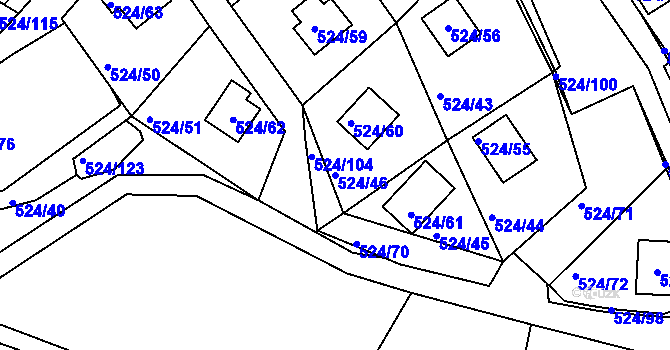 Parcela st. 524/46 v KÚ Rokle, Katastrální mapa