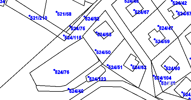 Parcela st. 524/50 v KÚ Rokle, Katastrální mapa