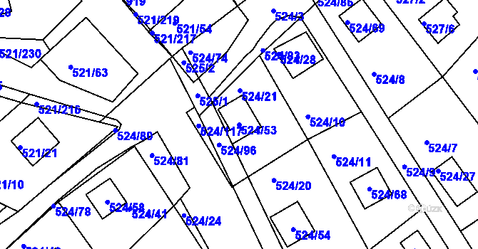 Parcela st. 524/53 v KÚ Rokle, Katastrální mapa