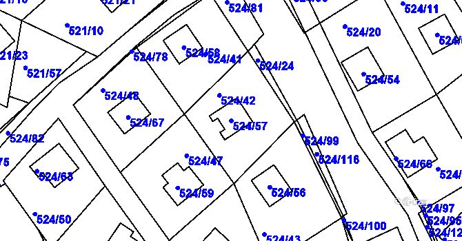 Parcela st. 524/57 v KÚ Rokle, Katastrální mapa