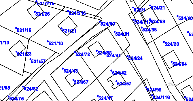 Parcela st. 524/58 v KÚ Rokle, Katastrální mapa