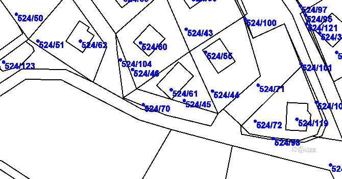 Parcela st. 524/61 v KÚ Rokle, Katastrální mapa