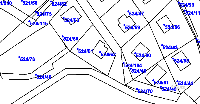 Parcela st. 524/62 v KÚ Rokle, Katastrální mapa