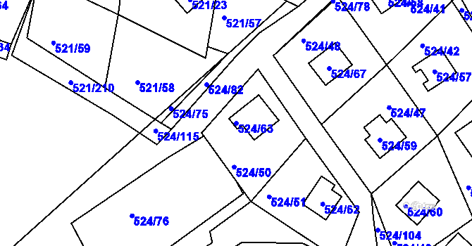 Parcela st. 524/63 v KÚ Rokle, Katastrální mapa