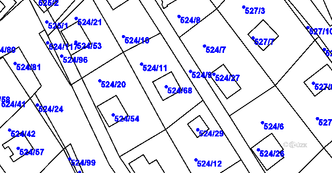 Parcela st. 524/68 v KÚ Rokle, Katastrální mapa
