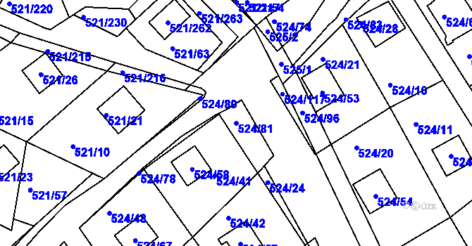 Parcela st. 524/81 v KÚ Rokle, Katastrální mapa