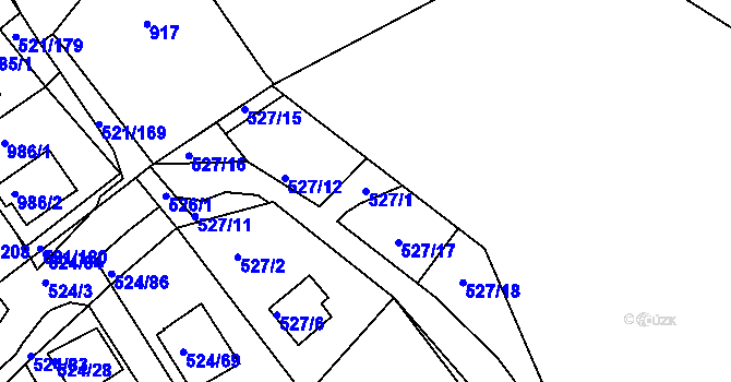Parcela st. 527/1 v KÚ Rokle, Katastrální mapa