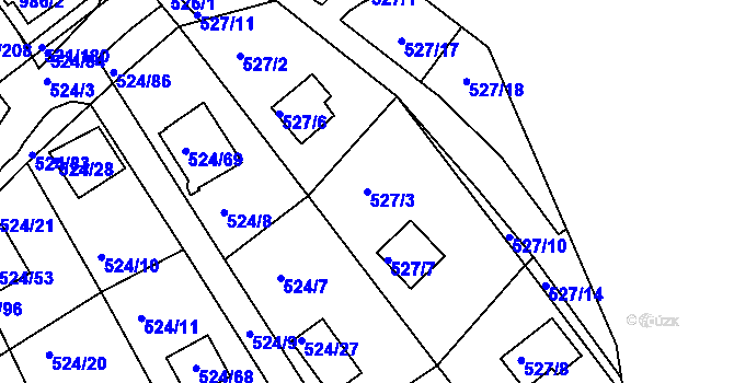 Parcela st. 527/3 v KÚ Rokle, Katastrální mapa