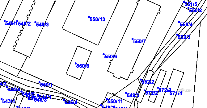 Parcela st. 550/6 v KÚ Rokle, Katastrální mapa