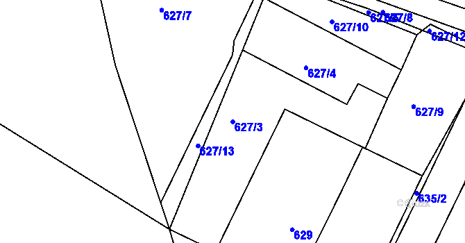 Parcela st. 627/3 v KÚ Rokle, Katastrální mapa