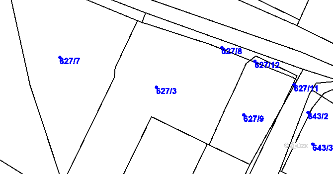 Parcela st. 627/4 v KÚ Rokle, Katastrální mapa