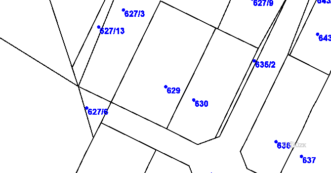 Parcela st. 629 v KÚ Rokle, Katastrální mapa