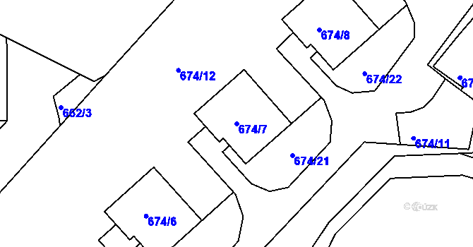 Parcela st. 674/7 v KÚ Rokle, Katastrální mapa