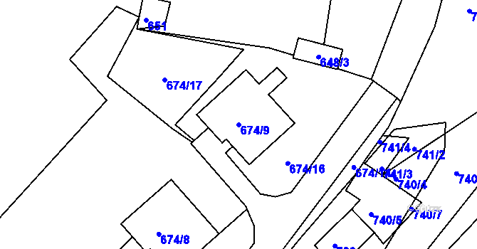 Parcela st. 674/9 v KÚ Rokle, Katastrální mapa