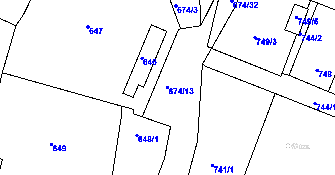 Parcela st. 674/13 v KÚ Rokle, Katastrální mapa