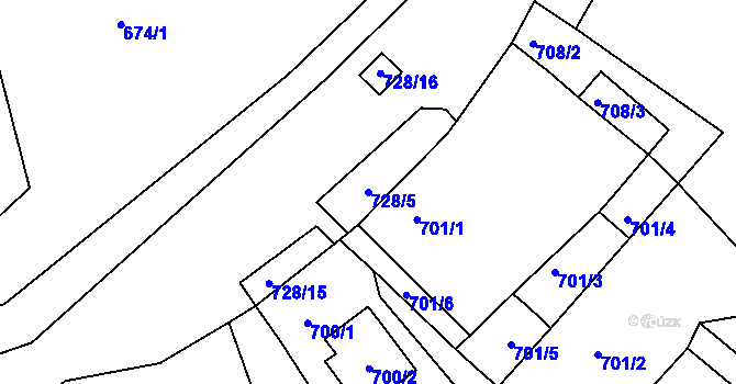 Parcela st. 728/5 v KÚ Rokle, Katastrální mapa