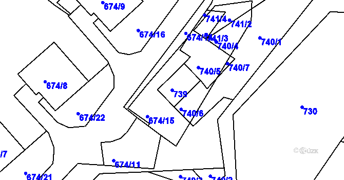 Parcela st. 739 v KÚ Rokle, Katastrální mapa
