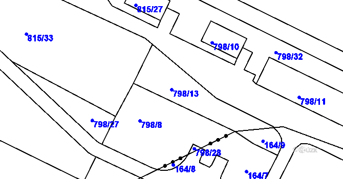 Parcela st. 798/13 v KÚ Rokle, Katastrální mapa