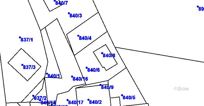 Parcela st. 840/8 v KÚ Rokle, Katastrální mapa