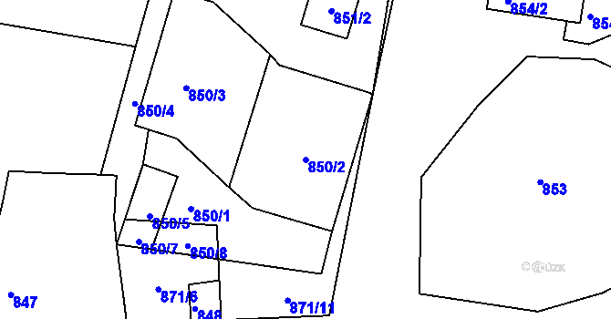 Parcela st. 850/2 v KÚ Rokle, Katastrální mapa