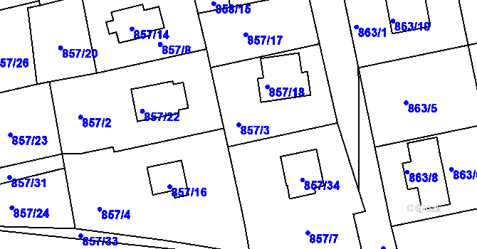 Parcela st. 857/3 v KÚ Rokle, Katastrální mapa