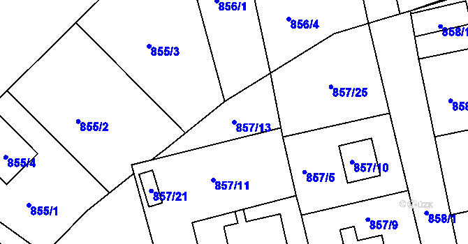 Parcela st. 857/13 v KÚ Rokle, Katastrální mapa