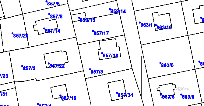 Parcela st. 857/18 v KÚ Rokle, Katastrální mapa