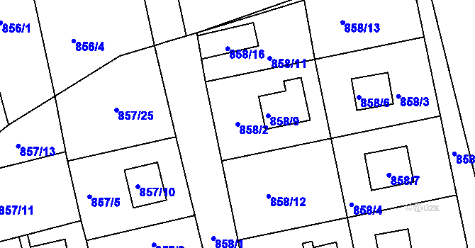 Parcela st. 858/2 v KÚ Rokle, Katastrální mapa