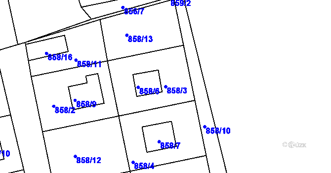 Parcela st. 858/3 v KÚ Rokle, Katastrální mapa