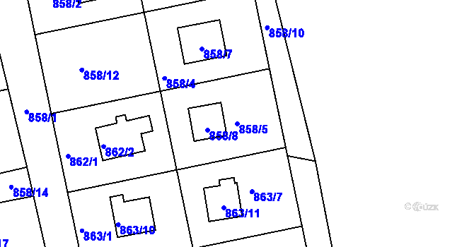 Parcela st. 858/5 v KÚ Rokle, Katastrální mapa