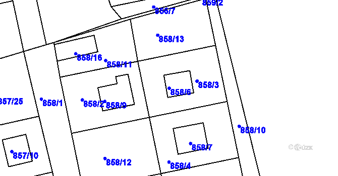 Parcela st. 858/6 v KÚ Rokle, Katastrální mapa