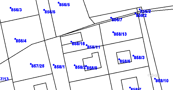 Parcela st. 858/11 v KÚ Rokle, Katastrální mapa