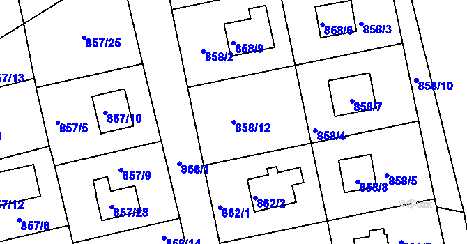 Parcela st. 858/12 v KÚ Rokle, Katastrální mapa