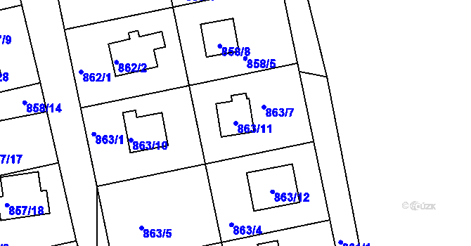 Parcela st. 863/11 v KÚ Rokle, Katastrální mapa