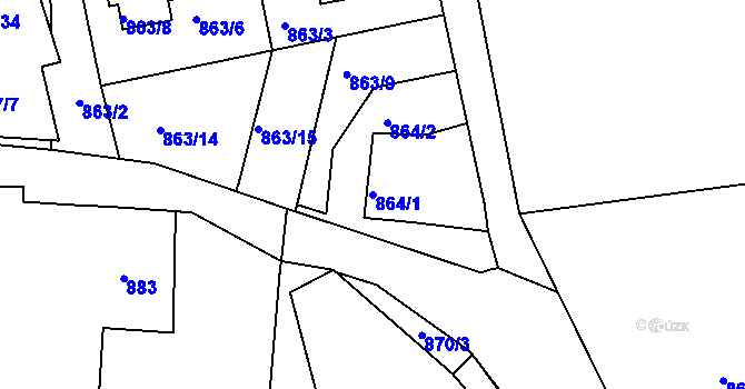Parcela st. 864/1 v KÚ Rokle, Katastrální mapa
