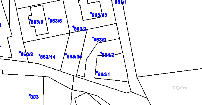 Parcela st. 864/2 v KÚ Rokle, Katastrální mapa