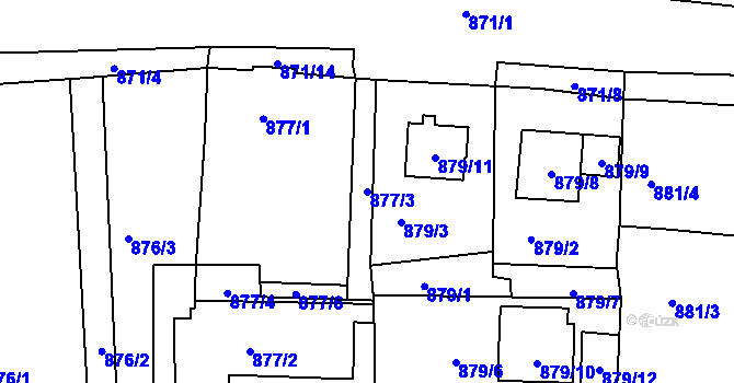 Parcela st. 877/3 v KÚ Rokle, Katastrální mapa