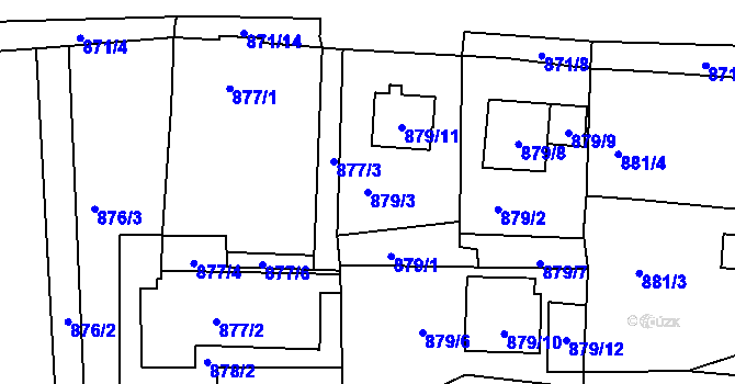Parcela st. 879/3 v KÚ Rokle, Katastrální mapa